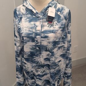 Baleaf Blue and White Tropical Hoodie
